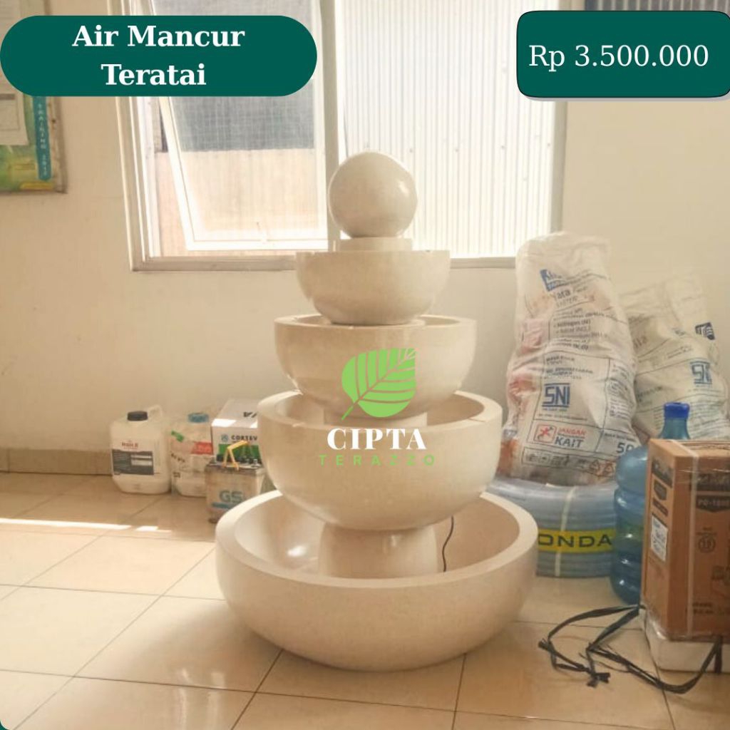 Air Mancur Teratai Terrazo | Lotus Portable | Air Mancur Aesthetic