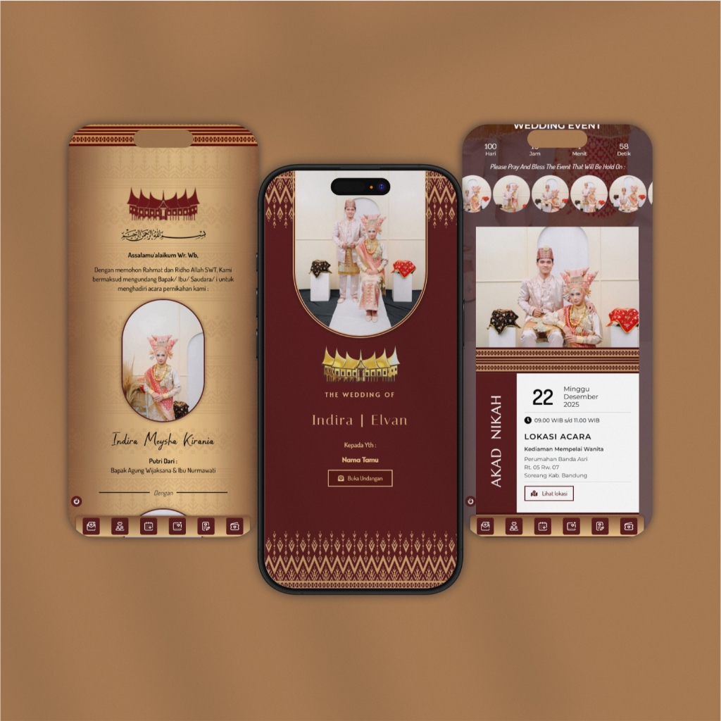 Undangan Digital Pernikahan Tema Adat Minang Premium | Pakai Foto & Tanpa Foto