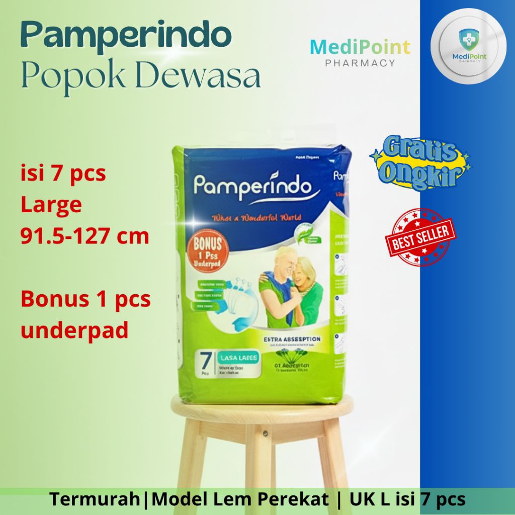 PAMPERINDO - ADULT DIAPERS/ POPOK PEREKAT DEWASA UK L