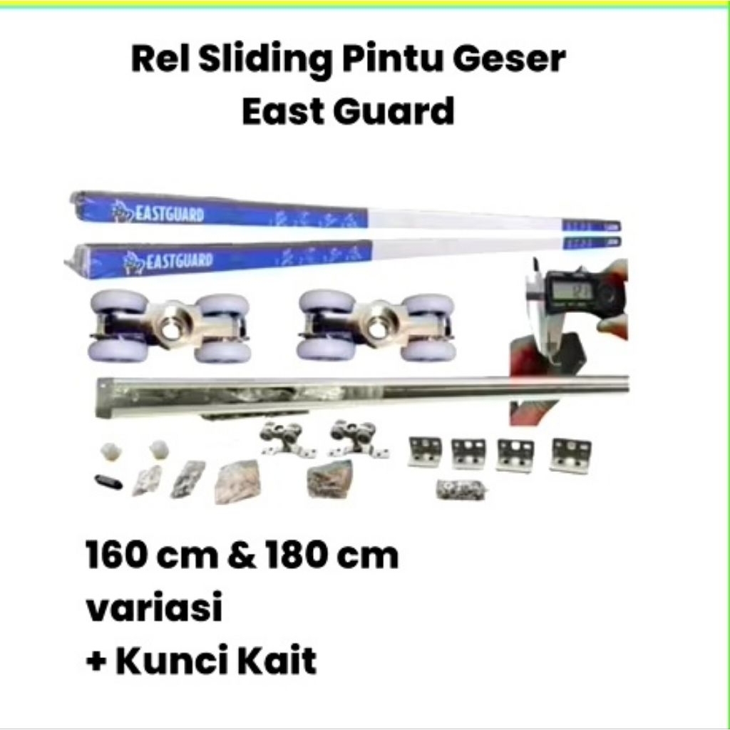 REL PINTU GESER BESI / REL PINTU SLIDING GALVANIS 160cm + Kunci Kait
