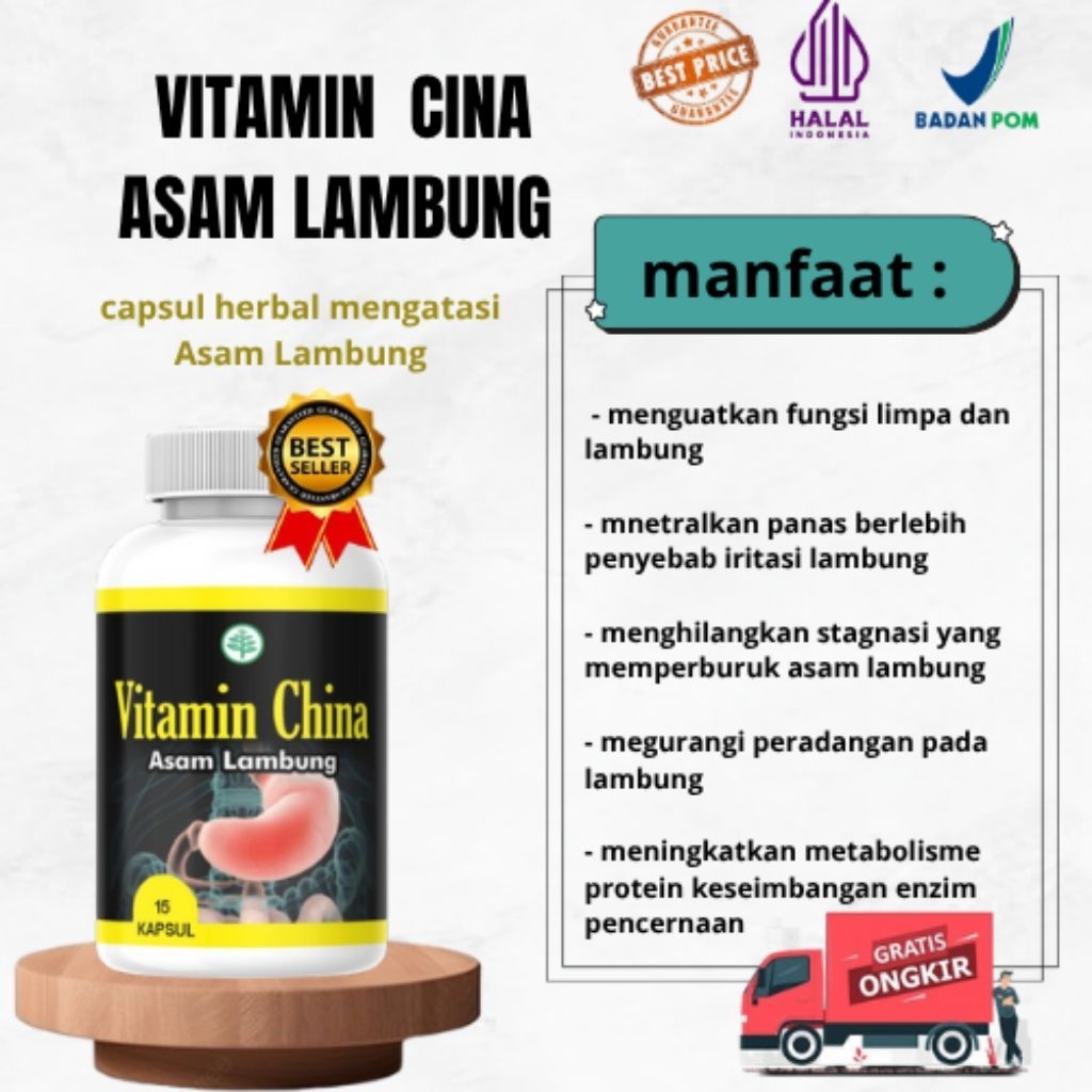 VITAMIN CHINA MEMBANTU MEREDAKAN ASAM LAMBUNG Halal BPOM.
