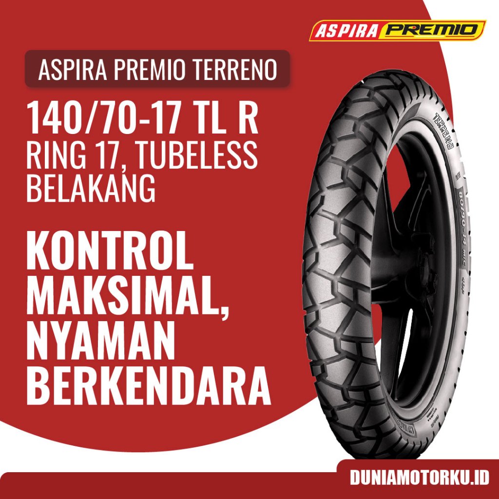 Ban Aspira 140/70-17 TL Premio Terreno Tubeless Ban Motor Belakang