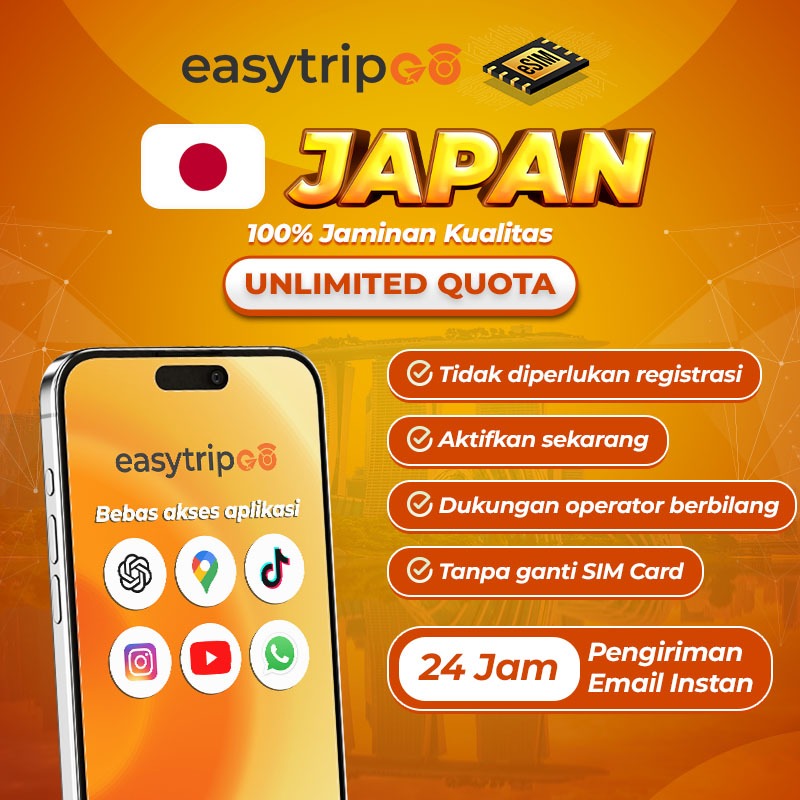 Easytripgo eSIM Japan Local Unlimited Kuota Extra Data Internet | eSIM Jepang Kuota Besar Langsung A