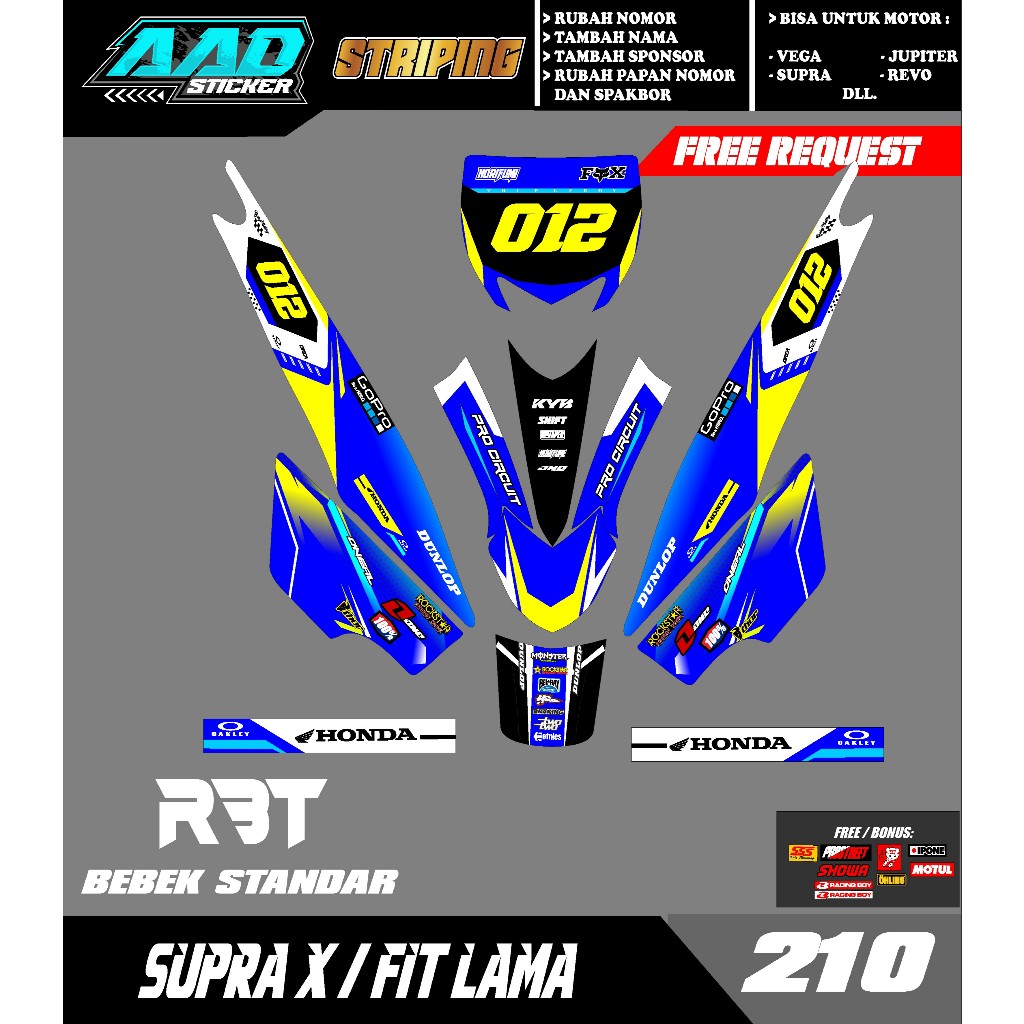 STICKER STRIPING MOTOR RBT SUPRA X / FIT LAMA RBT BEBEK MODIF SUPERMOTO RBT new terbaru RBT AAD VOL 