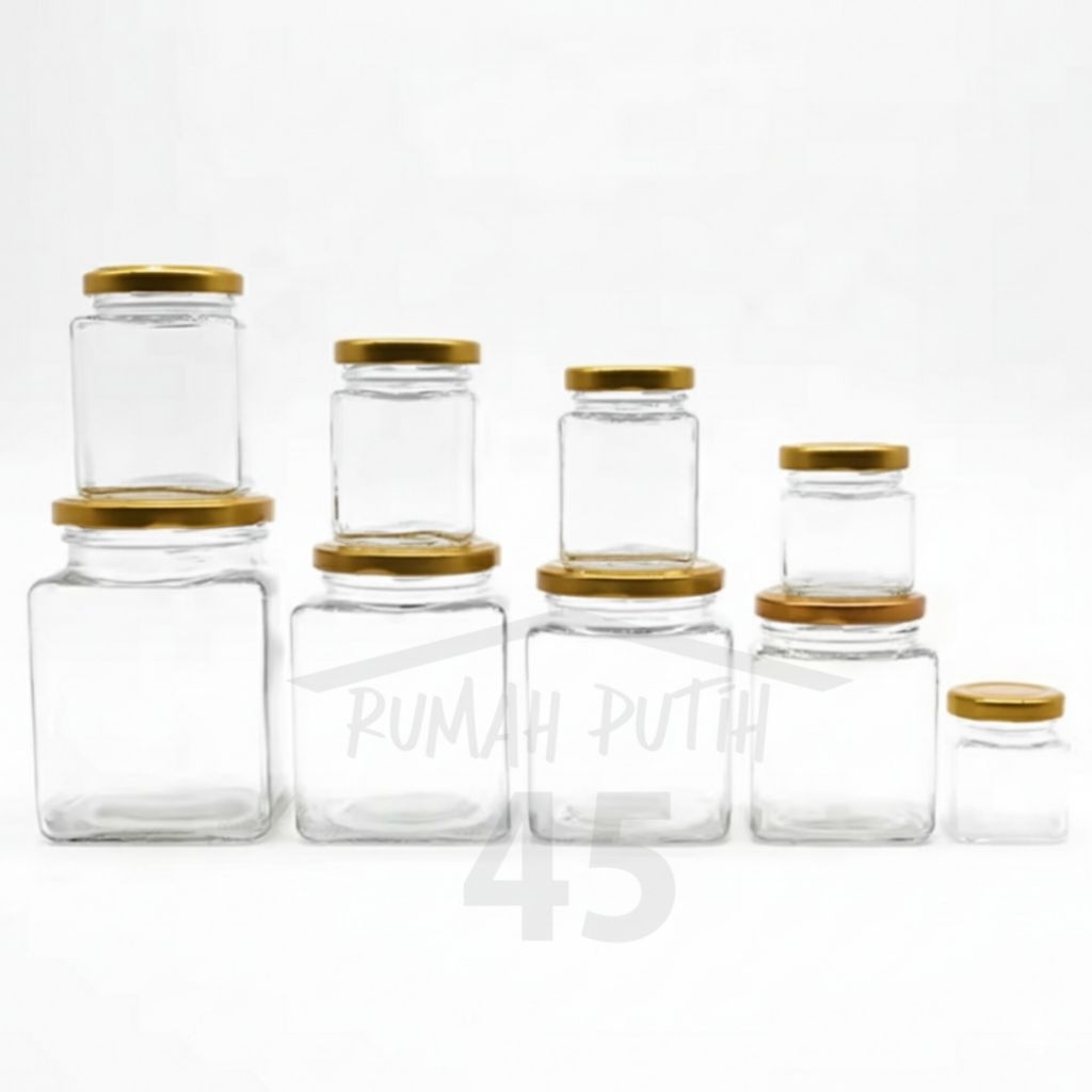 Square Jar / Jar kotak jar sambal jar madu honey pot toples kaca jar kaca mini