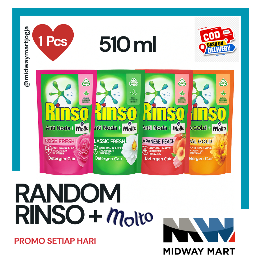 Rinso Molto Detergent / Rinso Cair / Rinso Molto Cair / Detergent Cair 510ml