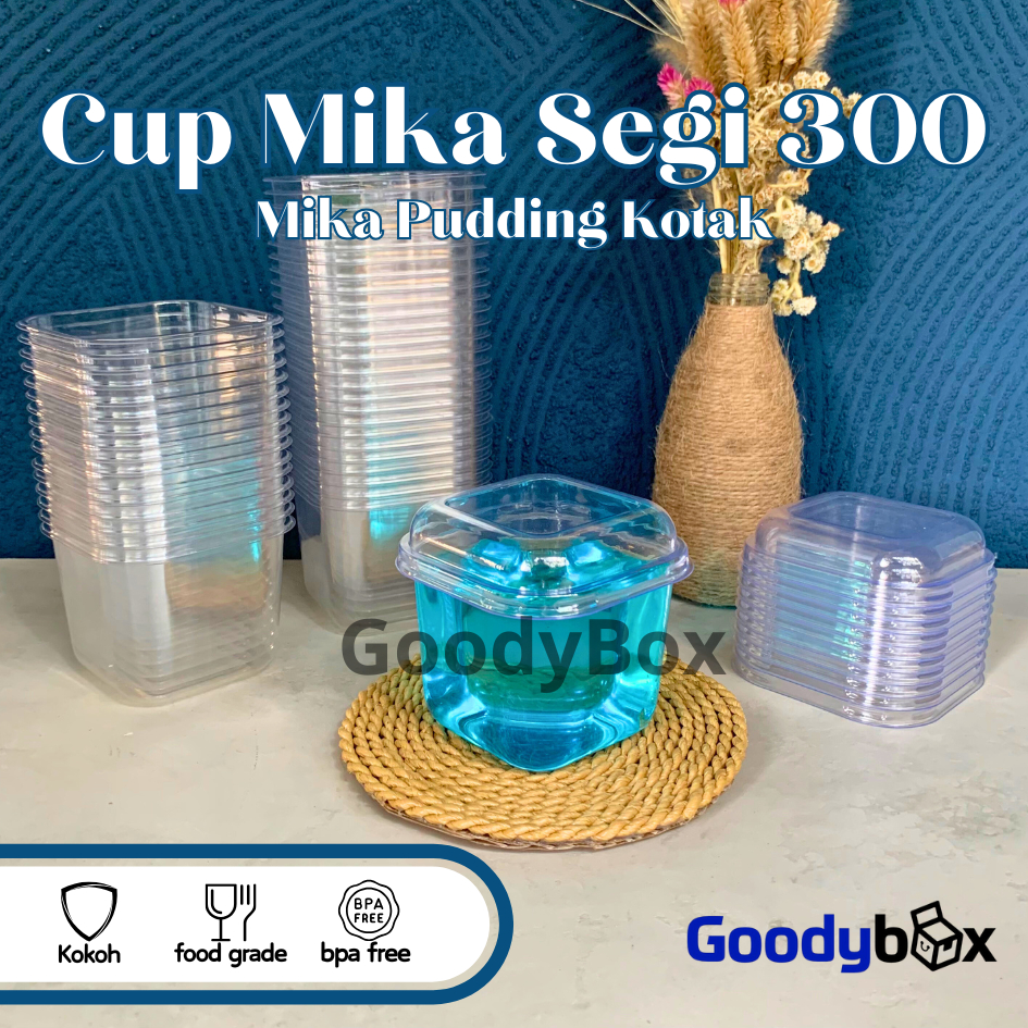 Goodybox - [ECER] Cup Dessert Pudding Mini Kotak Mika Segi 300 ml Premium Tiramisu Cup Salad Cake