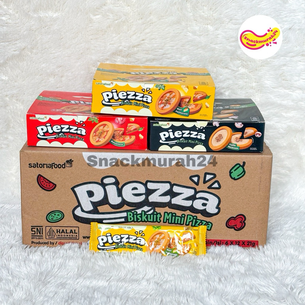 [DUS] Piezza Biskuit Mini Pizza 252gr 1 DUS isi 6 Box x 12 Bungkus Rasa Bolognese Beef Pepperoni Tru