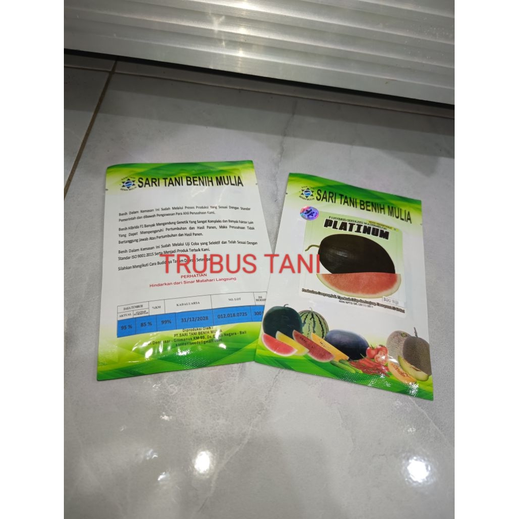Benih Bibit Semangka Non Biji Platinum F1, Tipe Oval lonjong Jumbo (Tahan Virus, Tahan Simpan) isi 3