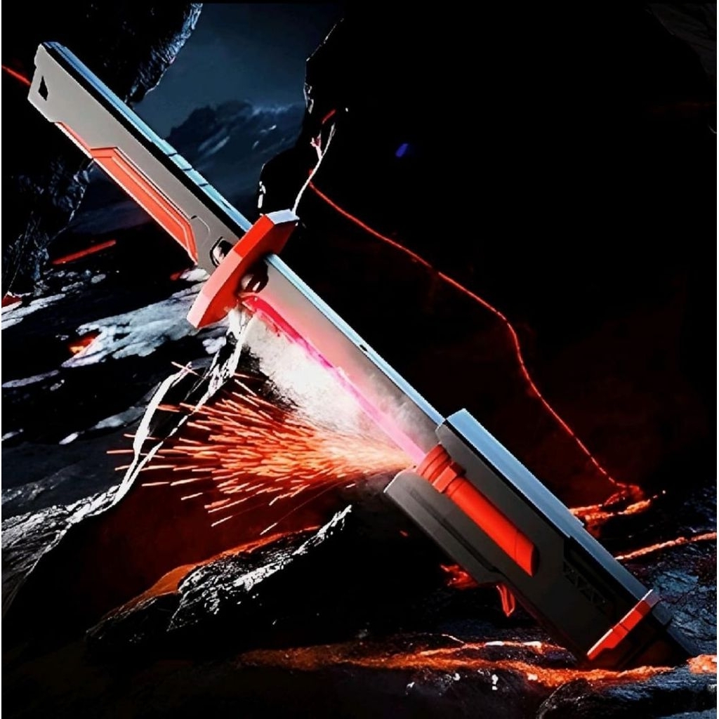 Pedang Cyberpunk Cosplay, Cyberpunk Sword Glow Red Type Techwear