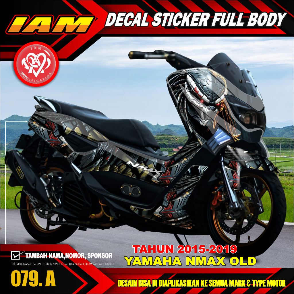 DECAL STICKER YAMAHA NMAX OLD LAMA 2016 2017 2018 2019 FULL BODY DESAIN PREDATOR - IAM 079 A