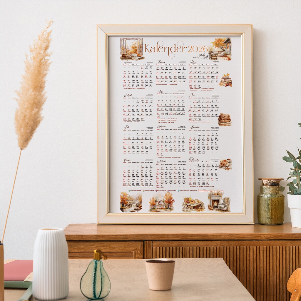 Kalender 2026 Kalender Poster Puasa desain Aesthetic