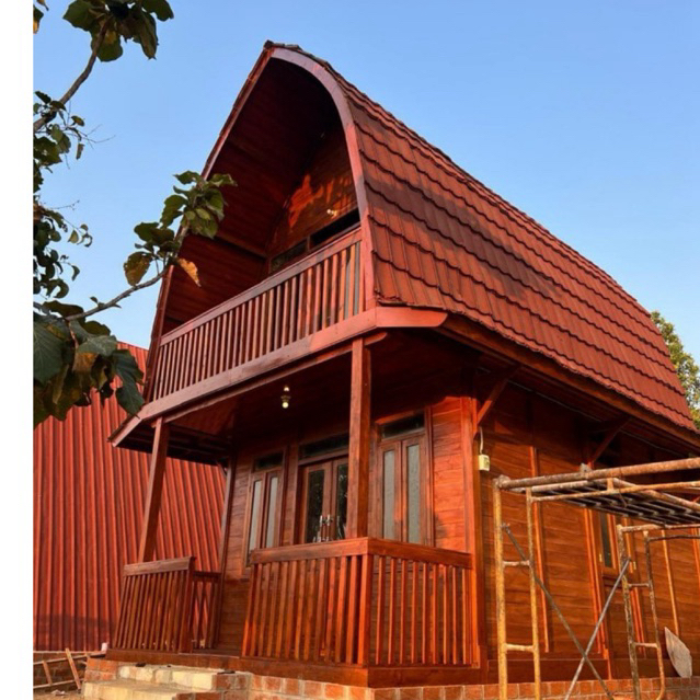 Rumah lumbung kayu jati 2 lantai klasik Jepara, rumah panggung lumbung 2 lantai kearifan jepara