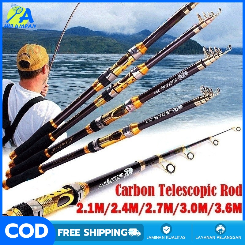 Joran Pancing Telescopic Joran Pancing Tegek Panjang Ukuran 2.1M-3.6M Joran Pancing Teleskopik