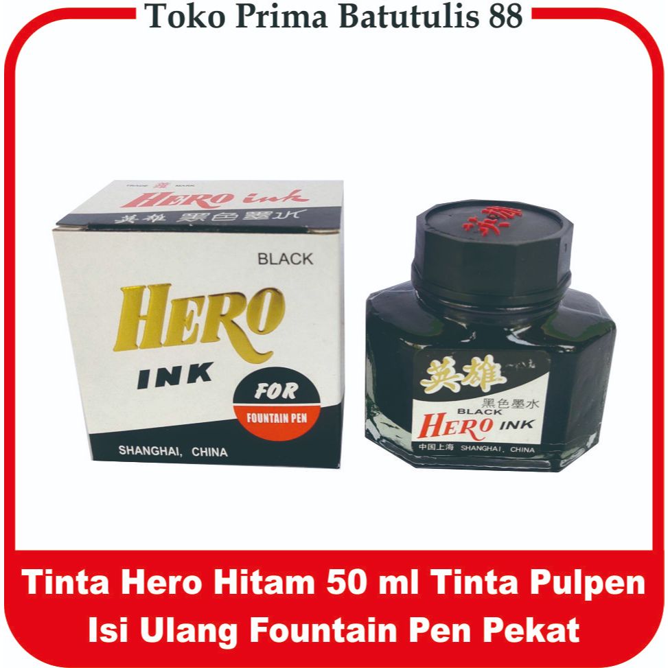 Tinta Hero Original Hitam 50 ml – Tinta Pulpen Isi Ulang Fountain Pen Pekat