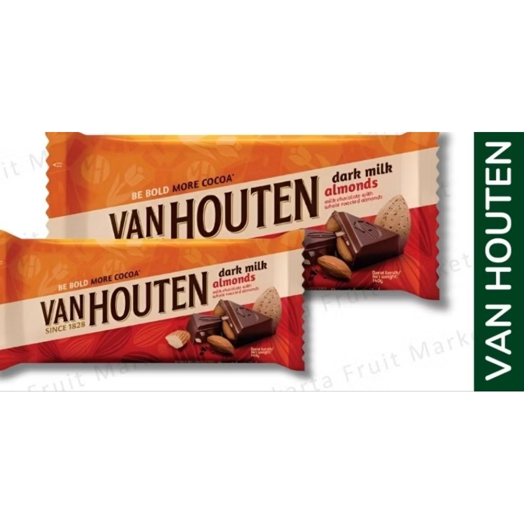Cemilan coklat VAN Houten Dark Milk Almond 40Gram