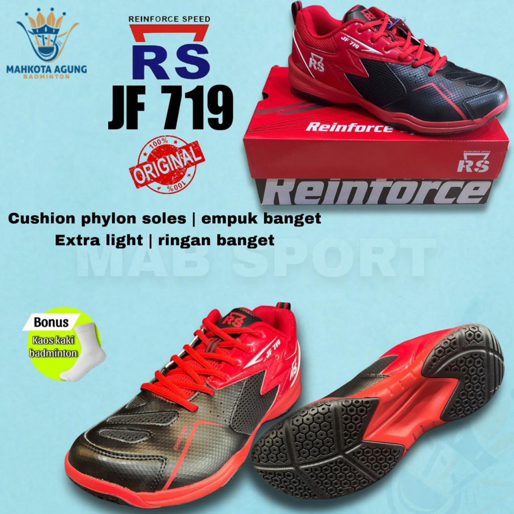 SEPATU BAMDINTON BULU TANGKIS RS JF 719 ORIGINAL TERBARU PROMO SALE BONUS KAOS KAKI BADMINTON NYAMAN