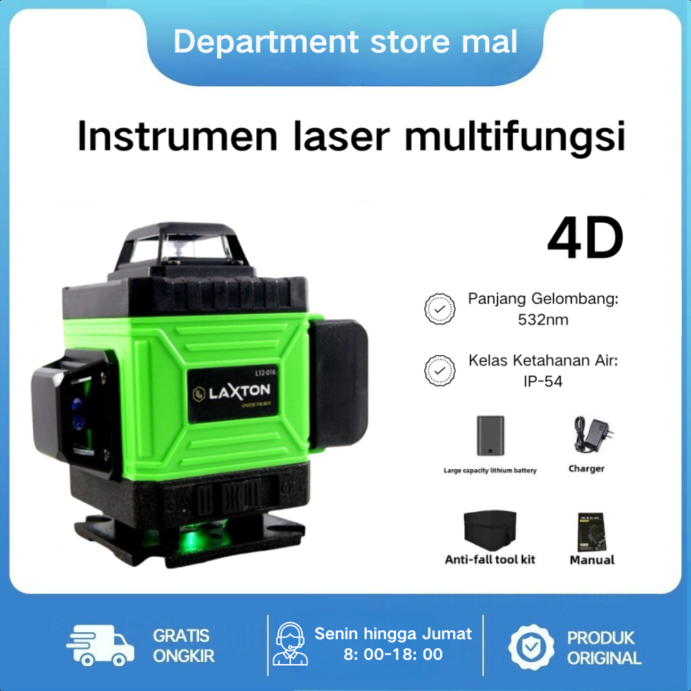 8/12 Line 4D Digital Laser Level Multifungsi Waterpass Keramik Canggih Alat Tukang Bangunan