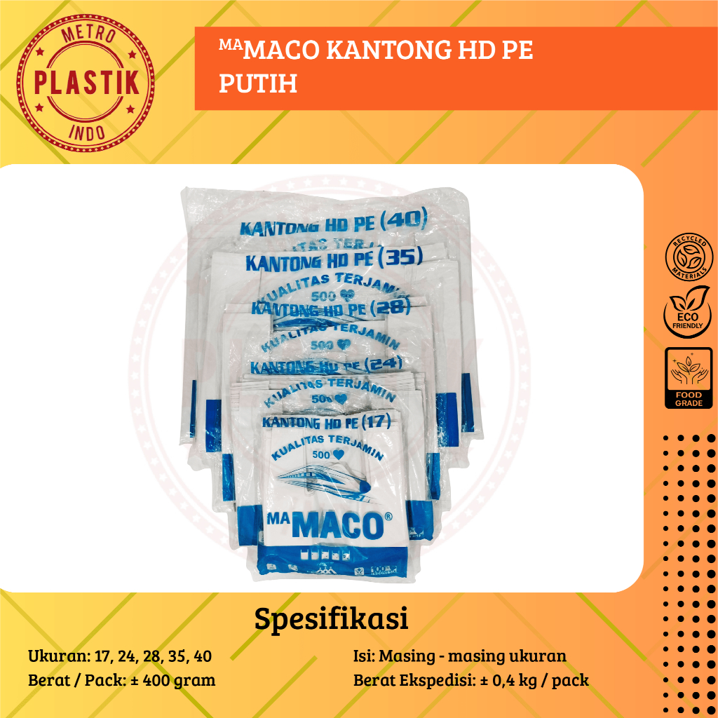 Kantong Plastik Kresek Putih Susu Tebal Ukuran 17 24 28 35 40 / MACO Kantong HD PE Kresek Putih Susu