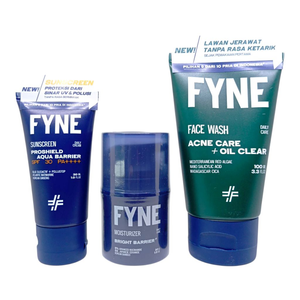 Paket FYNE Skincare Untuk Pria/Sunscreen/Moisturizer/Facewash/Basic Skincare Pria