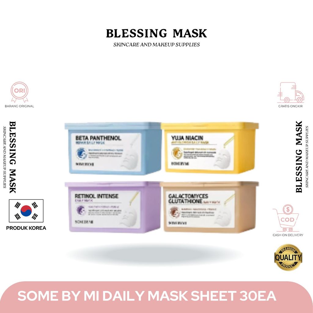 SOME BY MI GALACTOMYCES Glutathione | RETINOL Intense | Beta PANTHENOL | YUJA Niacin DAILY MASK (30p
