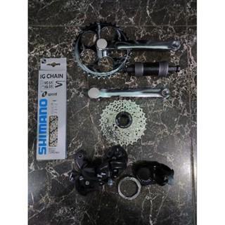 Groupset 7 Speed TY300 TX35 Cassette with Crankset Kotak Single Original Federal MTB Balap Lipat Min
