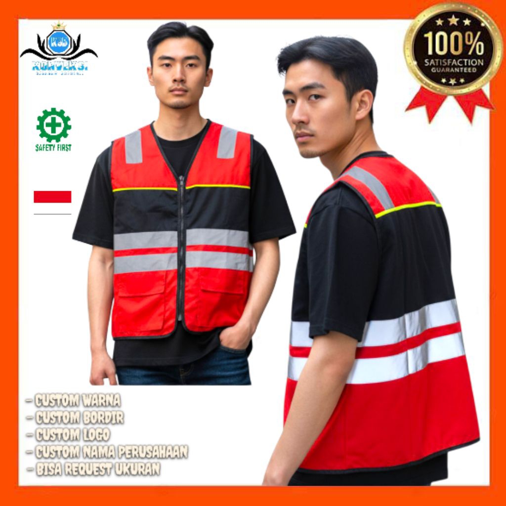 ROMPI SAFETY CUSTOM - ROMPI SAFETY BAHAN DRILL - ROMPI CUSTOM BORDIR - ROMPI PROYEK - SAFETY VEST