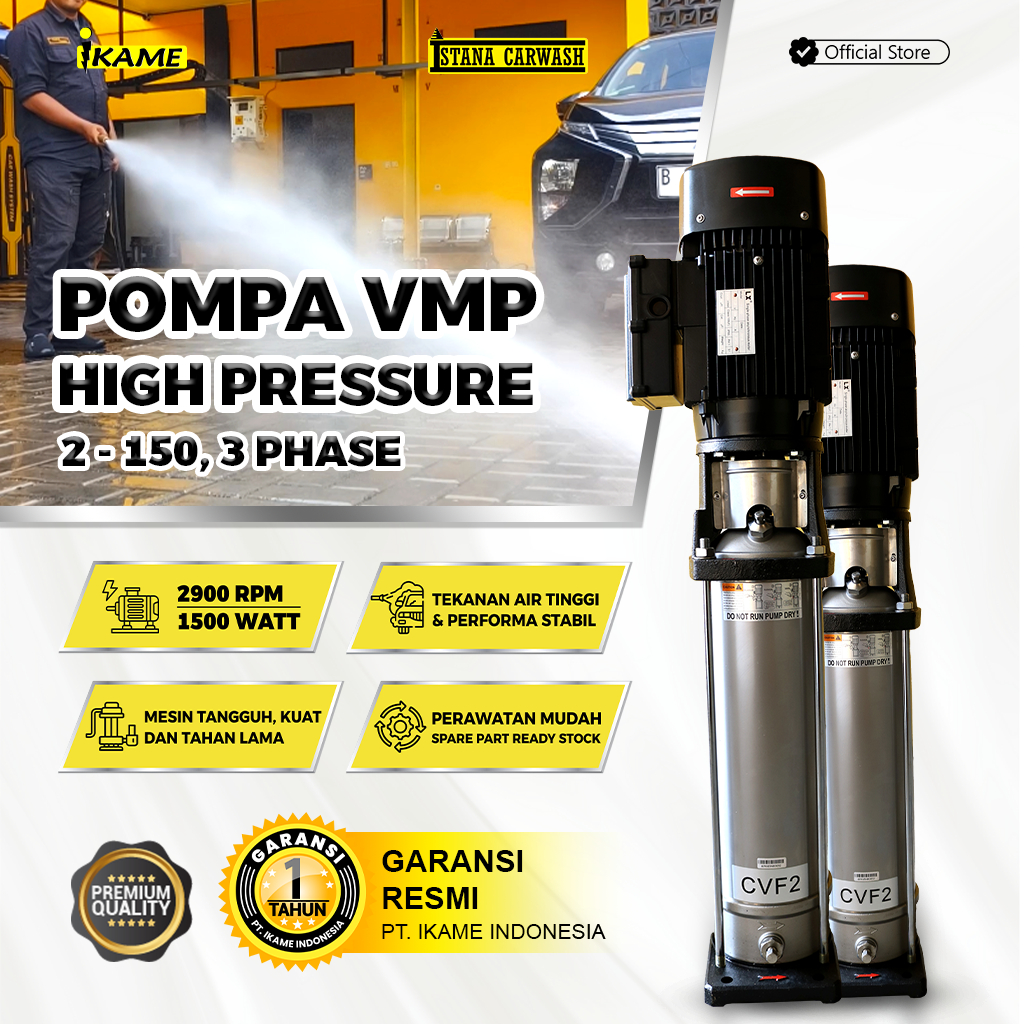 Pompa Mesin cuci mobil motor high pressure VMP Ikame 2-150, 3 Phase