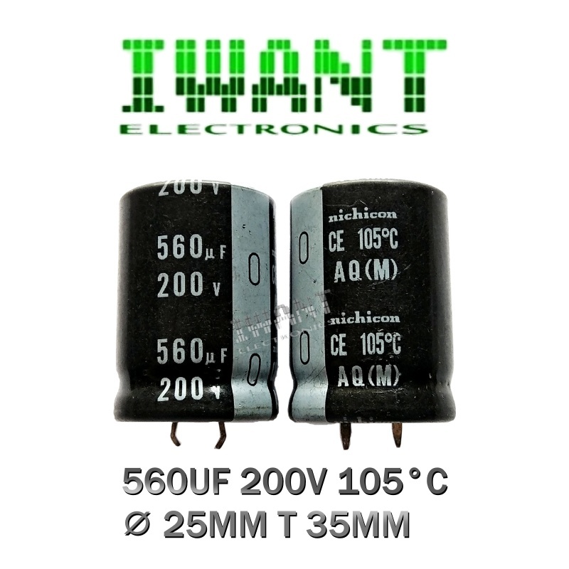 ELCO 560UF 200V 105°C  25MM T 35MM NICHICON 560UF/200VOLT KAPASITOR ELKO 560uF 200 Volt ELCO 560UF20