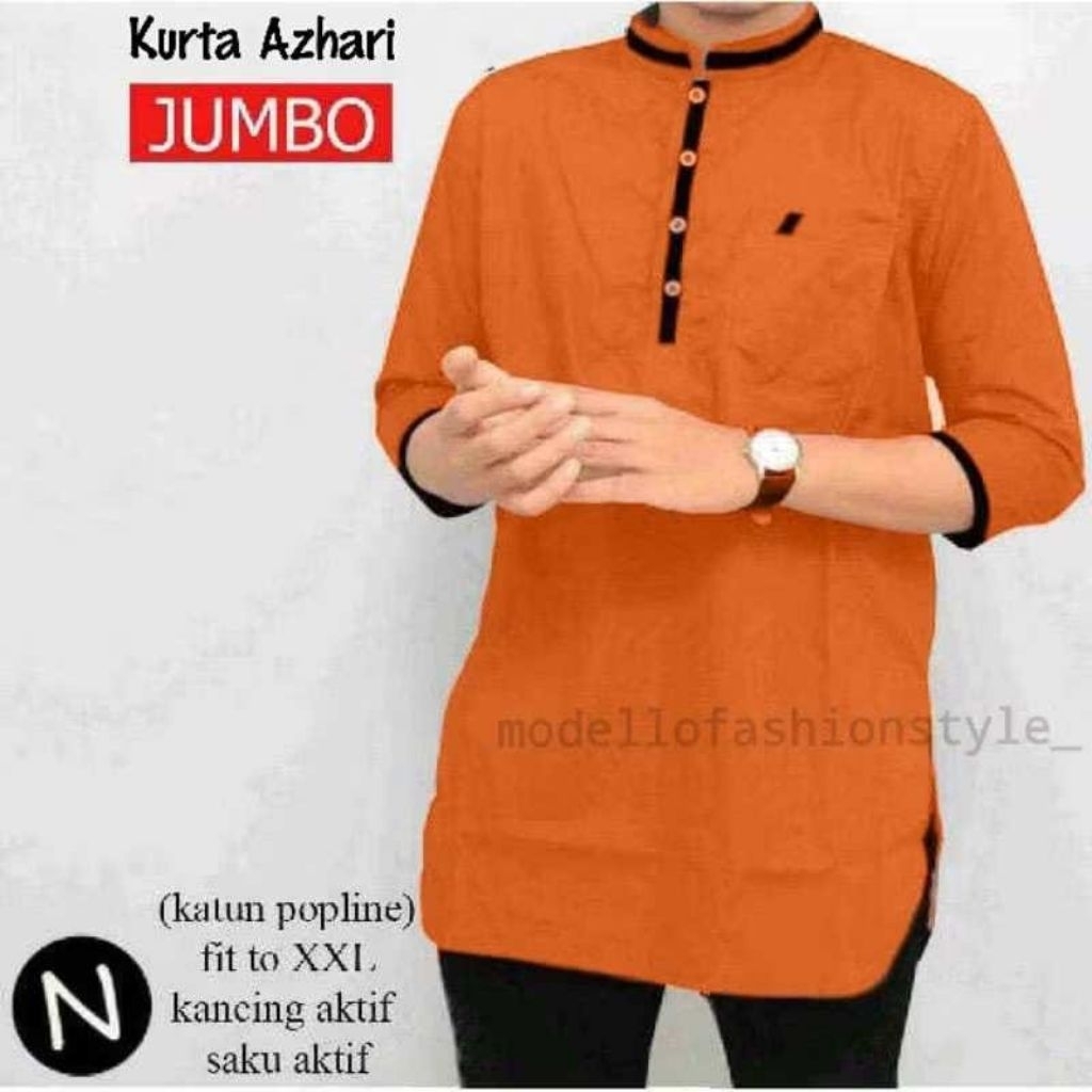 Azam - Baju Koko kurta katun toyobo premium M L XL XXL 3XL jumbo ayah bapak lengan 3/4 warna merah r