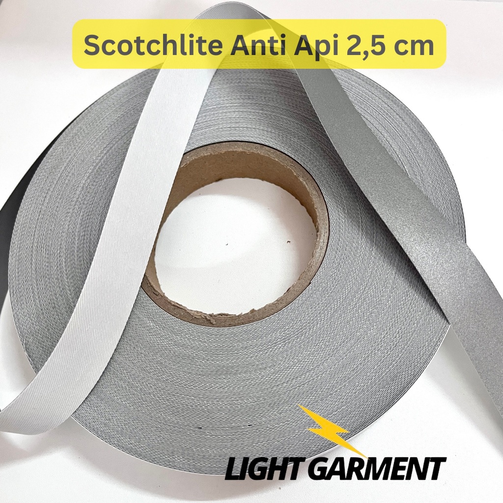 Pita Scotchlite Skotlet Reflektif Reflektor Anti Bara Api / Flame Resistant 2,5 cm per 1 rol isi 50 