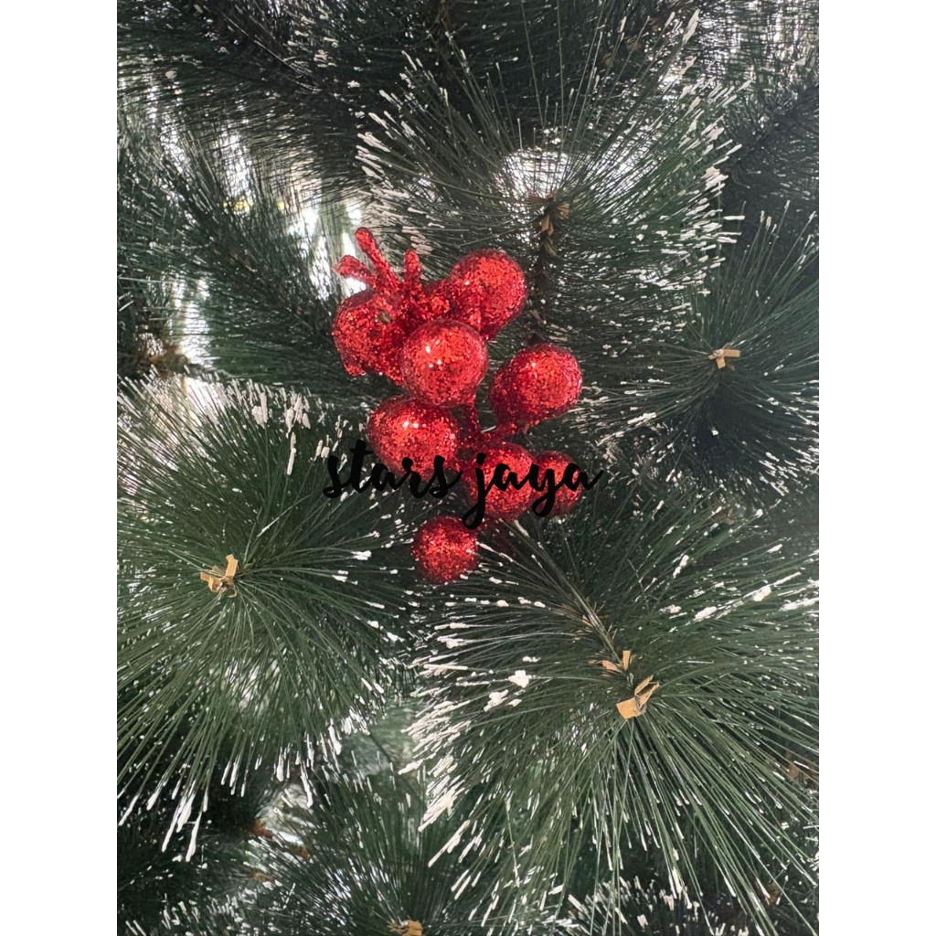 Buah Cherry Dekorasi Natal, Hiasan Buah Ceri Natal, Kerajinan Tangan