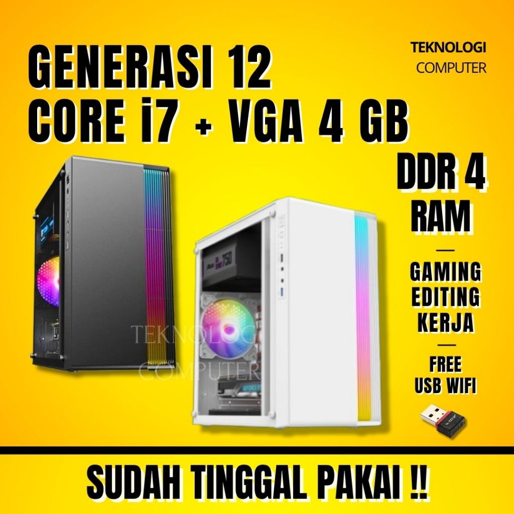 Core i7 | Gen 12 | VGA 4 GB | PC Rakitan | Komputer CPU | PC Gaming Editing