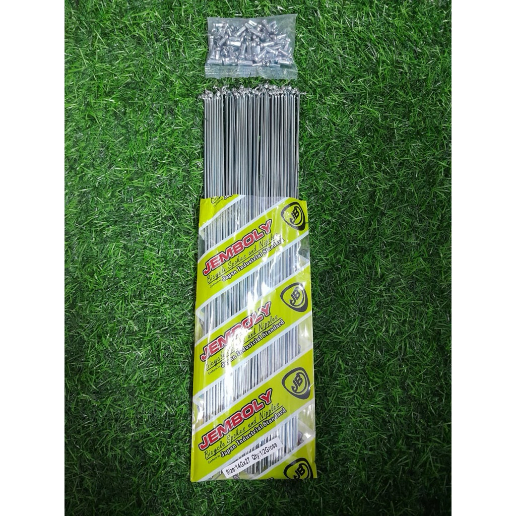 1 pack / 1/2 gros (72bj) JARI JARI RUJI SPOKE SEPEDA 14G x 27 (299mm) untuk Velg 27 / 1 1/4 Balap Ja
