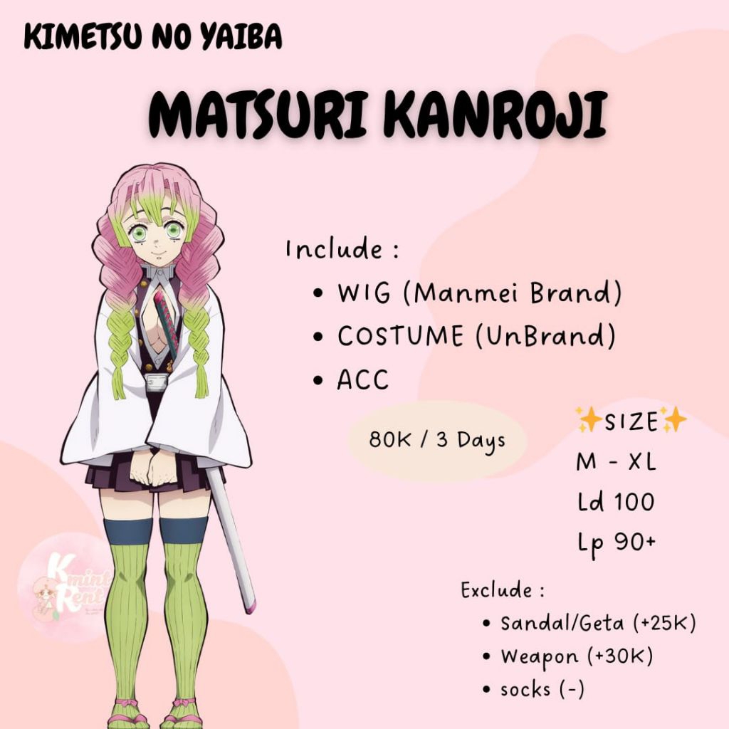 RENTAL/SEWA COSPLAY KIMETSU NO YAIBA KNY MITSURI KANROJI