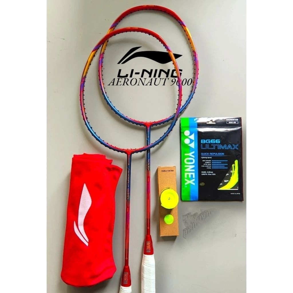 RAKET BADMINTON LINING AERONOUT 9000 COMBAT WATANABE YUTA TENSION 32LBS KUALITAS TERBAIK SIAP PAKAI 