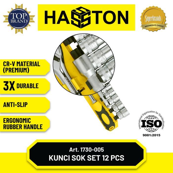 6nb3- Hasston Kunci Sok Set 12 Pcs / Socket Wrench Set (1730-005)