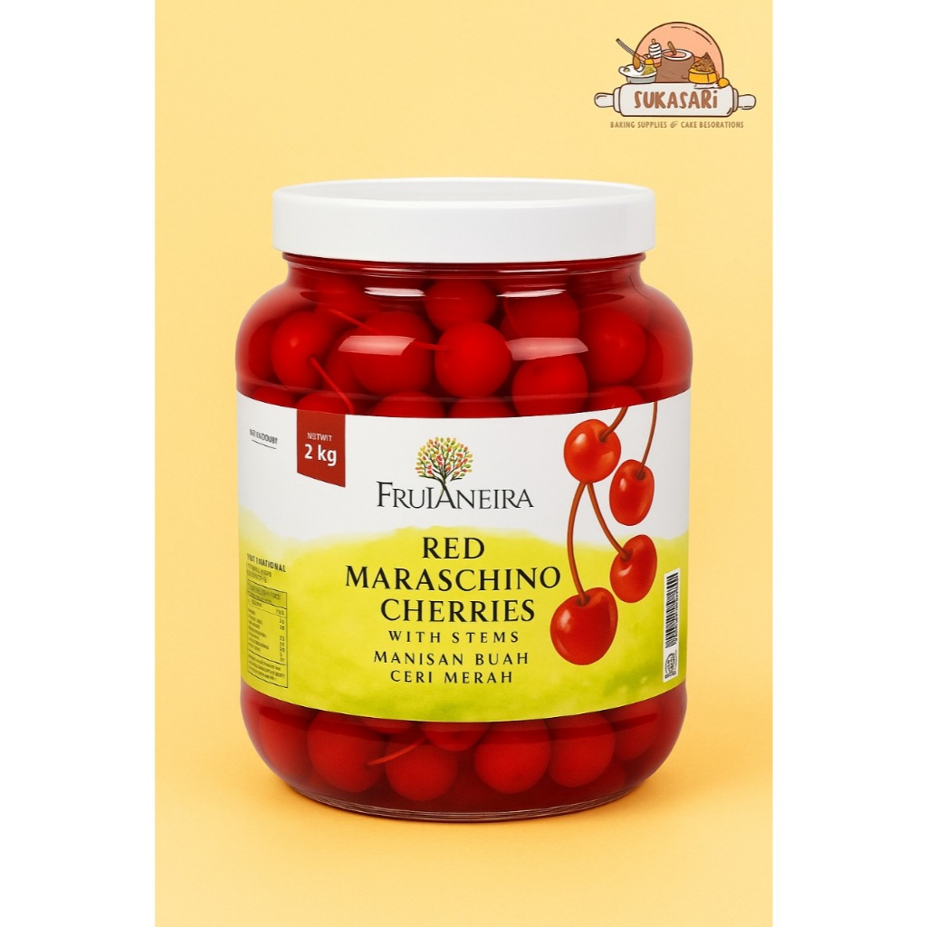 Frutaneira Maraschino Cherries 2kg Ceri Merah Cherry Tangkai