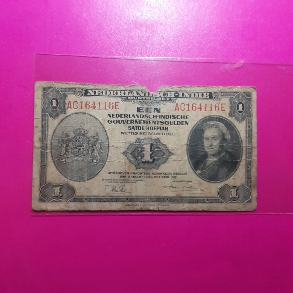 uang kuno 1 gulden seri nica tahun 1943