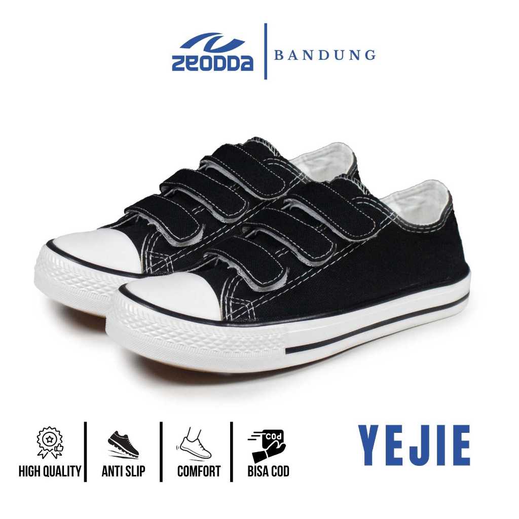 Zeodda Yejie Sepatu Sneakers Canvas Wanita Laki-Laki Casual Sekolah Hitam Putih 1012