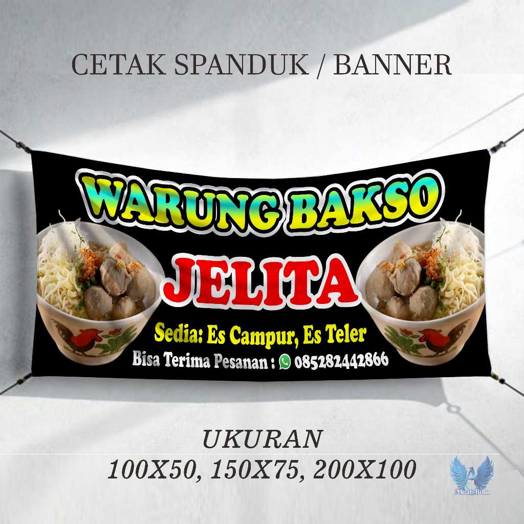 Cetak Spanduk Banner  WARUNG BAKSO JELITA  Costom Desain
