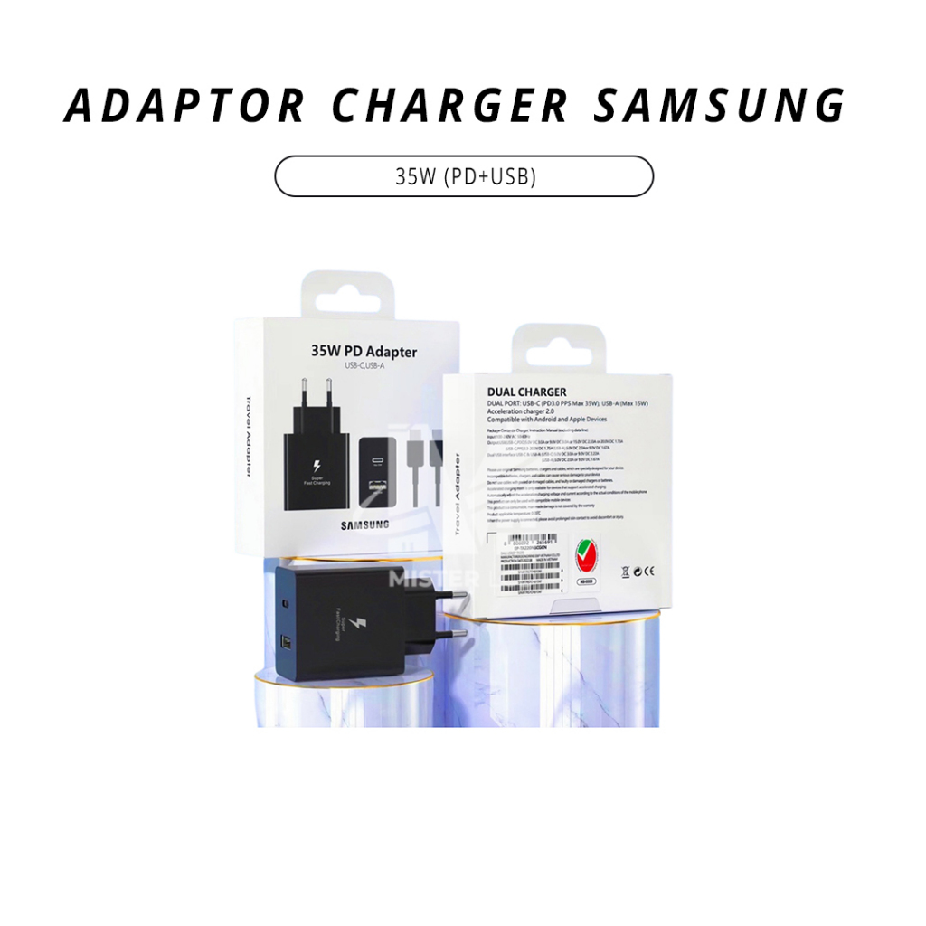 ADAPTOR / BATOK / KEPALA CHARGER SAMSUNG 35W (PD+USB) ORI
