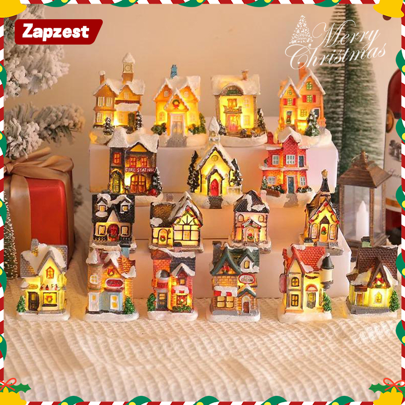 Hiasan Dekorasi Natal LED Rumah House Ornamen Christmas Aksesoris Xmas / Miniatur Rumah Lampu Led / 