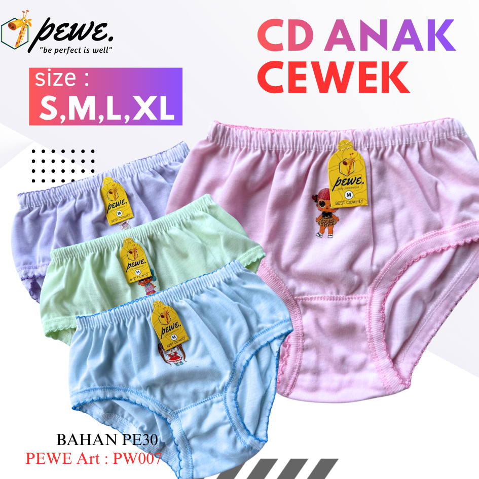 6 pcs cdanak cewek  katun sempak anak cewek 2 tahun /sempak anak cewek 7 tahun/cdanak cewek grosir/s