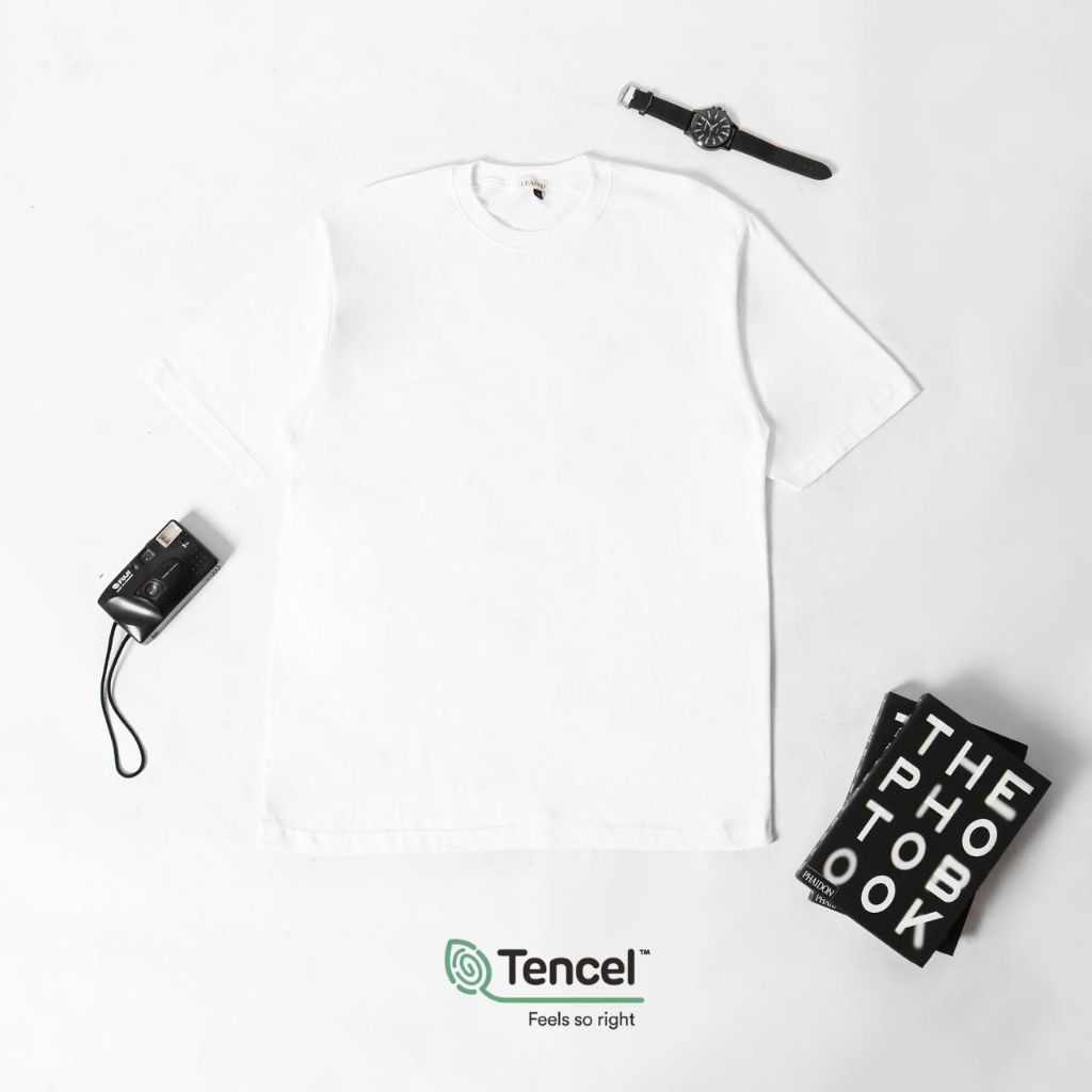LEAFED Premium Cotton Tencel Oversized T-Shirt - White