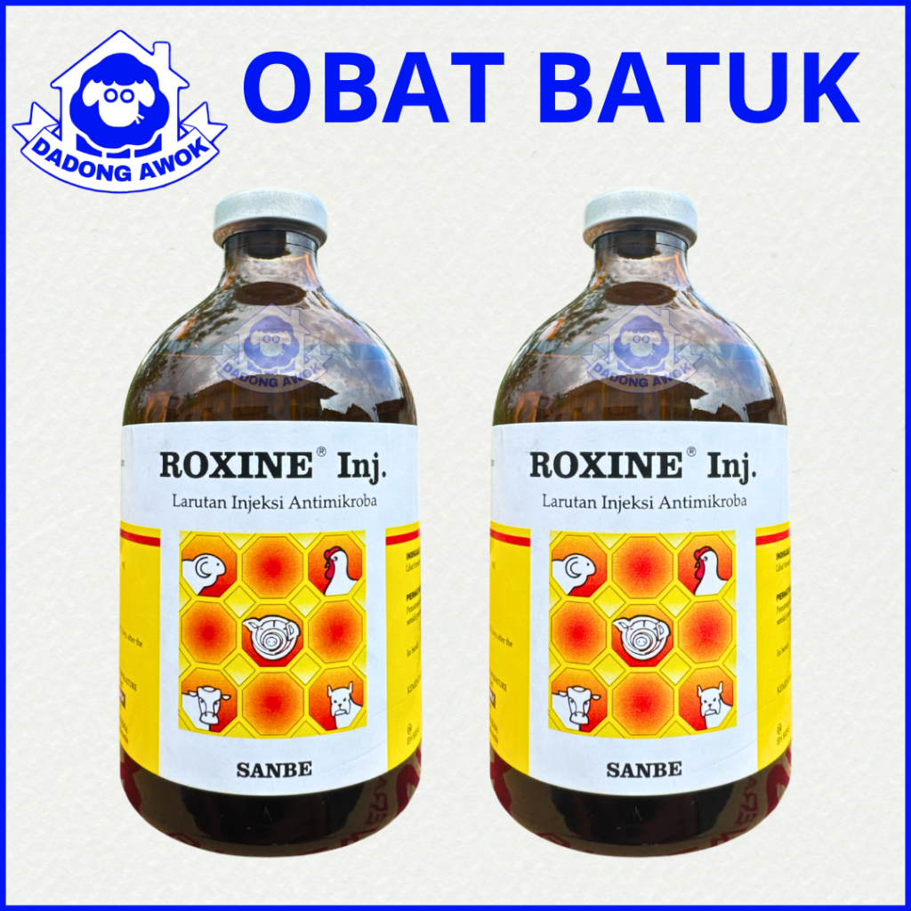 OBAT BATUK PILEK - ROXINE INJEKSI 100ml - OBAT Pernafasan Sapi kambing Roxine  -  sanbe - Roxine INJ