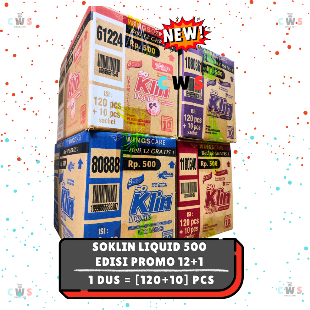 [EDISI PROMO 12+1] SOKLIN SO KLIN LIQUID 20 ML Deterjen Cair 500an Sachet - 1 Dus / 120 + 10 Pcs