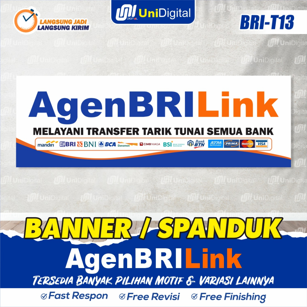 Banner / Spanduk Teras Agen BRILink Background Putih  Bisa Custom Ukuran BRI-T13