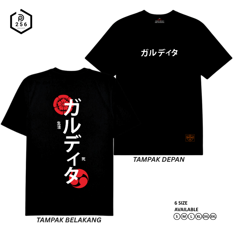 256 Project Kaos Distro Unisex Pria Wanita Motif Jepang Kaos Basic Baju Atasan Cotton Combed 24s
