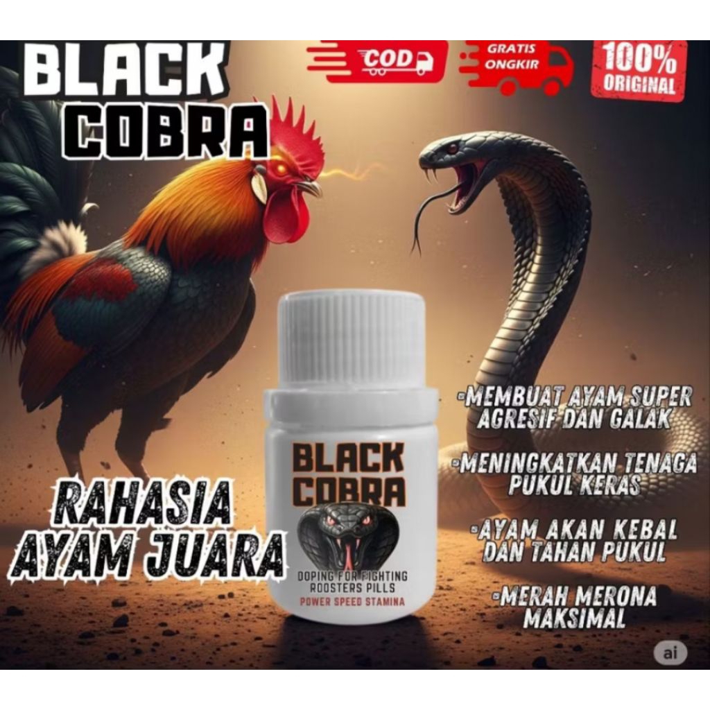 Black Cobra Doping Ayam Aduan Terbaik Asli Original Import  Pil 20 kapsul